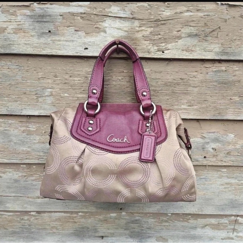 Coach Burgundy and Beige Satchel
